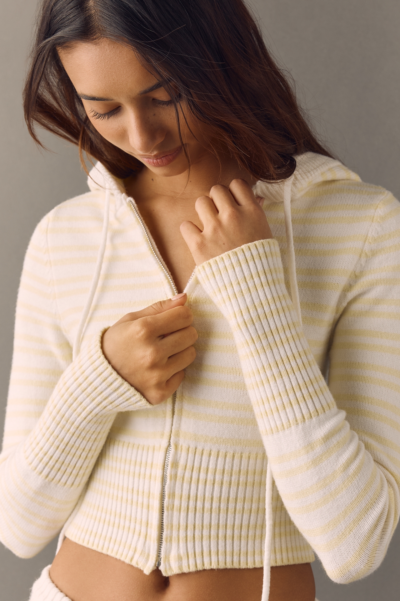 Seashell Jade Hooded Zip-Up Sweater
