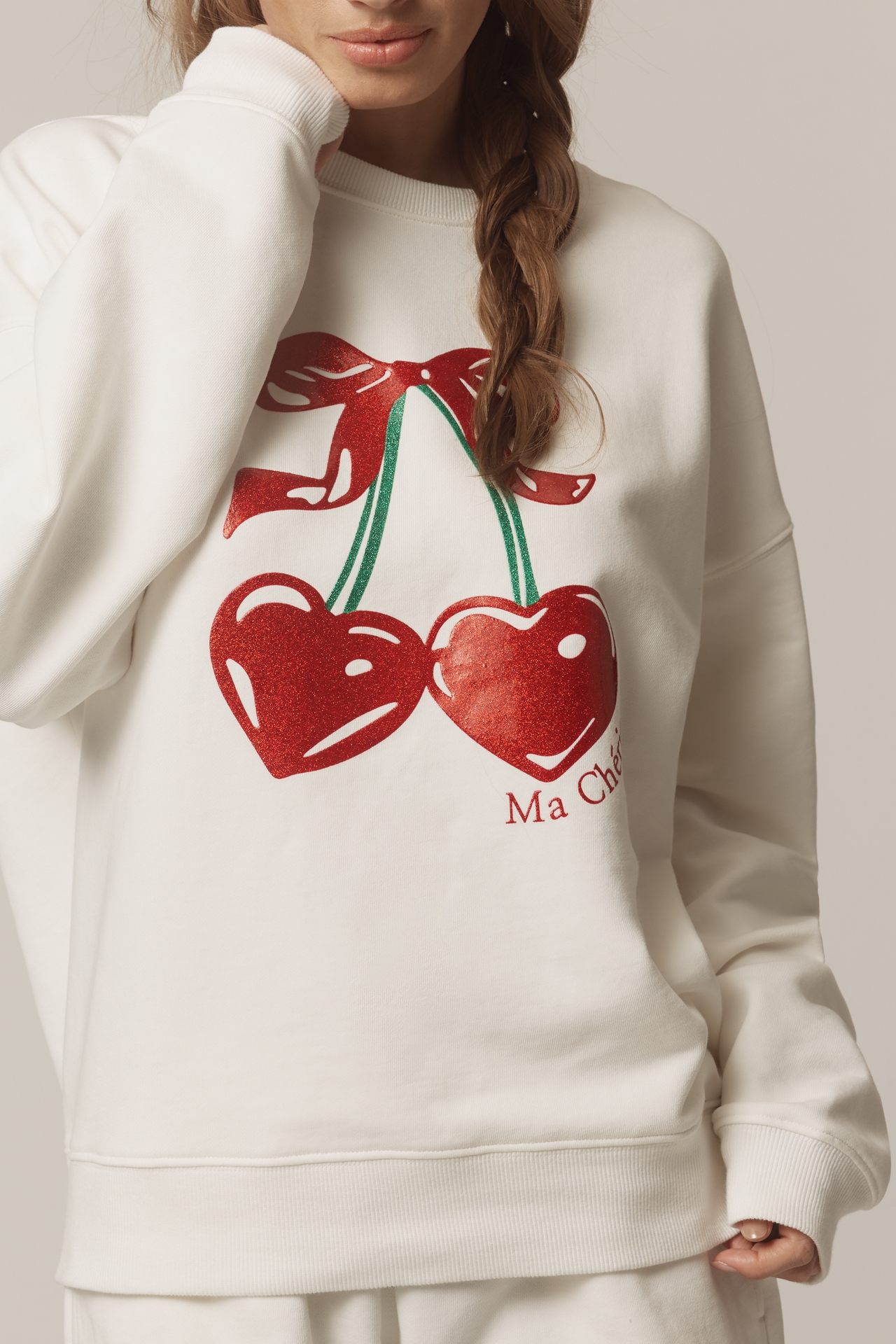 Beach Riot Devyn Long-Sleeve Cotton Cherry Sweatshirt