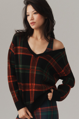 Beach Riot Joey Oversized V-neck Sweater In Black