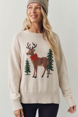 Beach Riot Callie Tree Oversized Crew-Neck Sweater