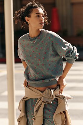 Beach Riot Joey Strawberry Oversized V-Neck Sweater | Anthropologie