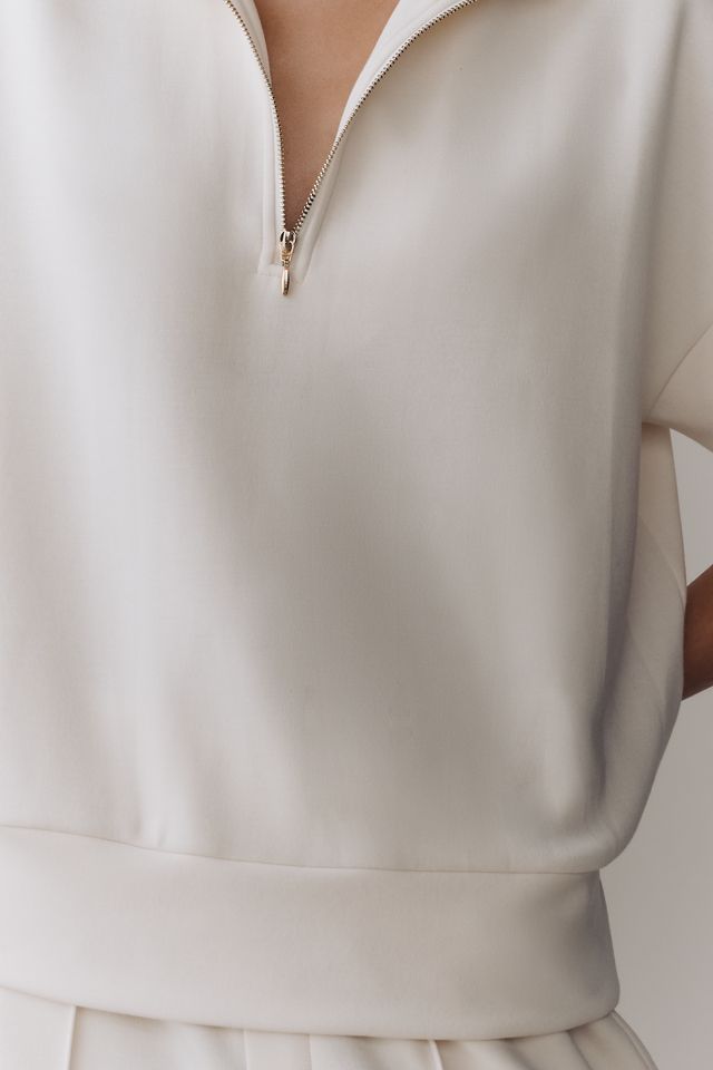 Bernardo Short-Sleeve Half-Zip Knit Pullover #3