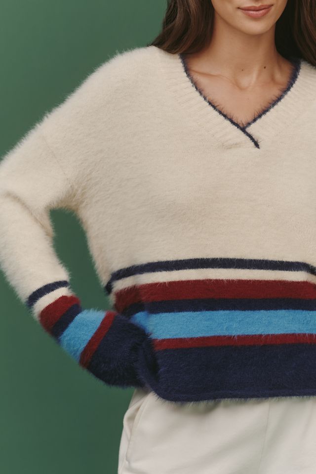Sundry Stripe Border V-Neck Sweater #2