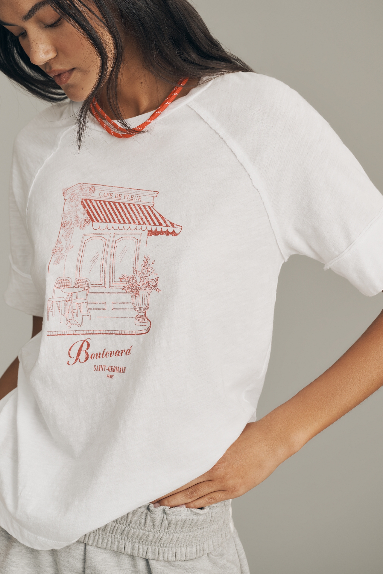 Sundry Cafe Fleur Boyfriend T-Shirt