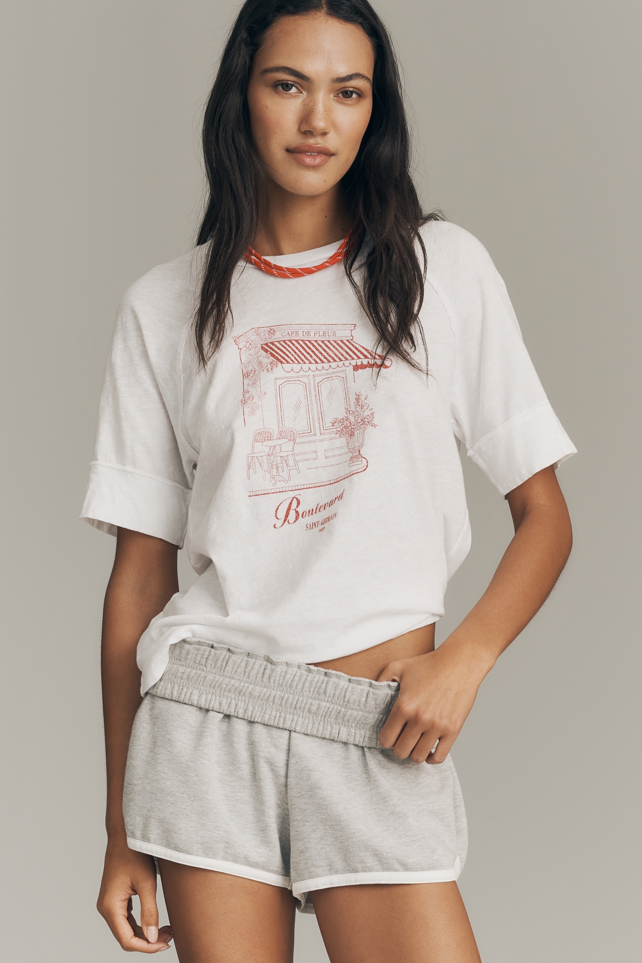 Sundry Cafe Fleur Boyfriend T-Shirt