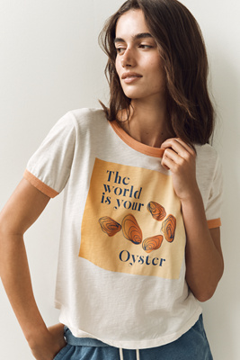 Sundry Boxy Ringer Tee In White
