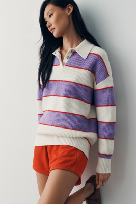 Sundry Long-sleeve Rugby Pullover In Multicolor