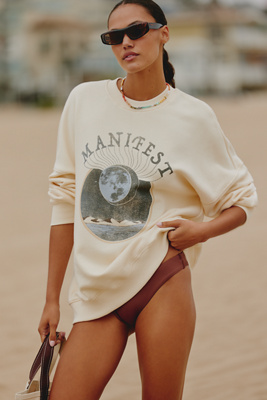 Spiritual Gangster Manifest Crew-neck Graphic Sweatshirt In Neutral