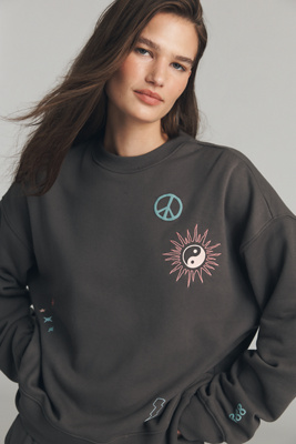 Spiritual Gangster Good Vibes Roam Crew-neck Sweatshirt In Black