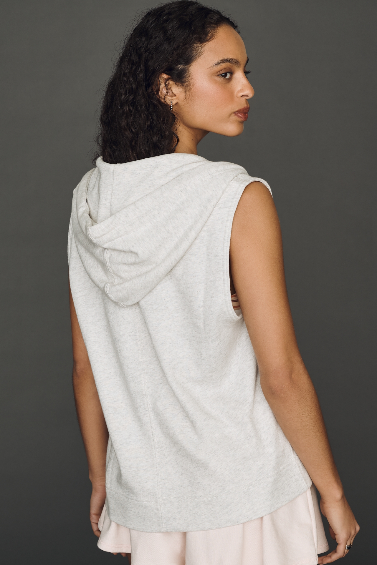Daily Practice Sleeveless Lace Detail Hoodie