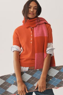 Varley Toni Short-Sleeve Fine Knit Polo Sweater