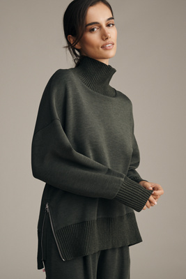 Varley Barker Turtleneck Sweater In Green