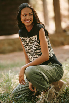 Varley Oline Fairisle Cotton Wool Blend Top In Black