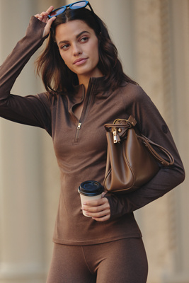 Varley Always Half-zip Long-sleeve Top In Brown