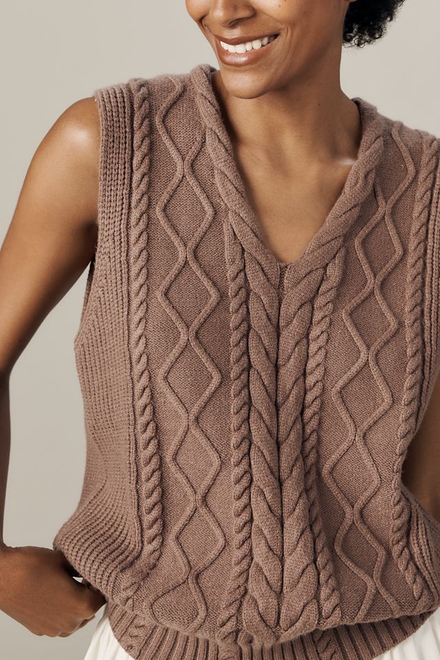 Varley Kay V-Neck Cable Sweater Vest #1