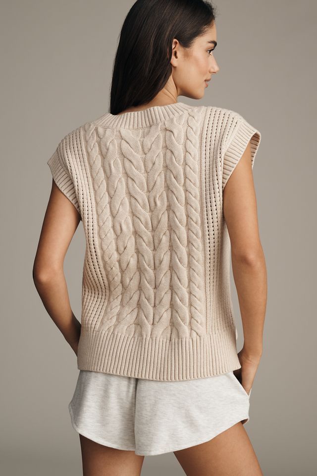 Varley Pixie Relaxed Cable-Knit Sweater Vest #1