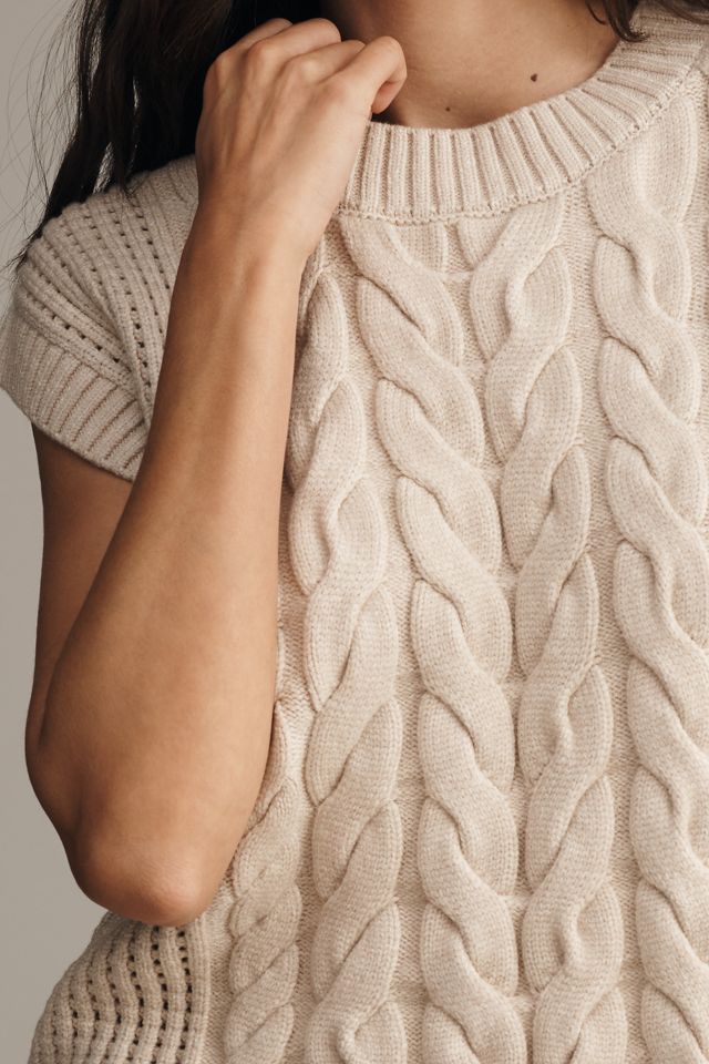 Varley Pixie Relaxed Cable-Knit Sweater Vest #3