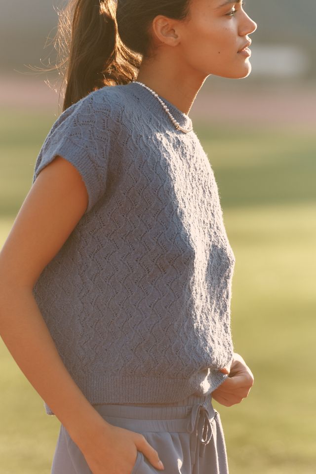 Varley Manae Pointelle Knit Short-Sleeve Pullover #1