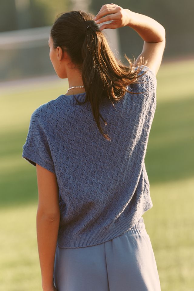 Varley Manae Pointelle Knit Short-Sleeve Pullover #2