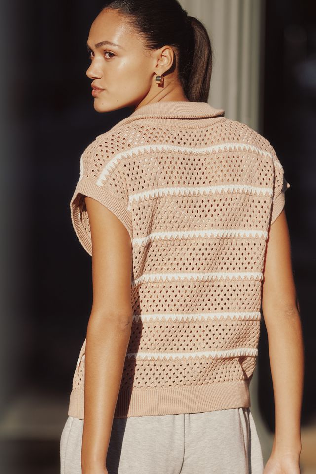 Cardigan in maglia Varley Haney a maniche corte con zip frontale #1