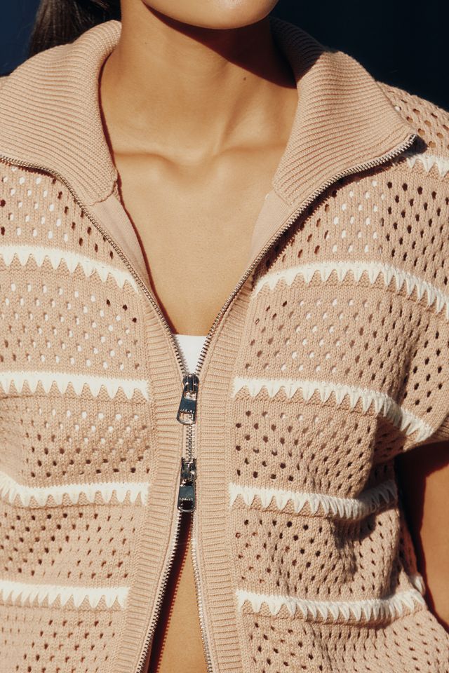 Cardigan in maglia Varley Haney a maniche corte con zip frontale #3