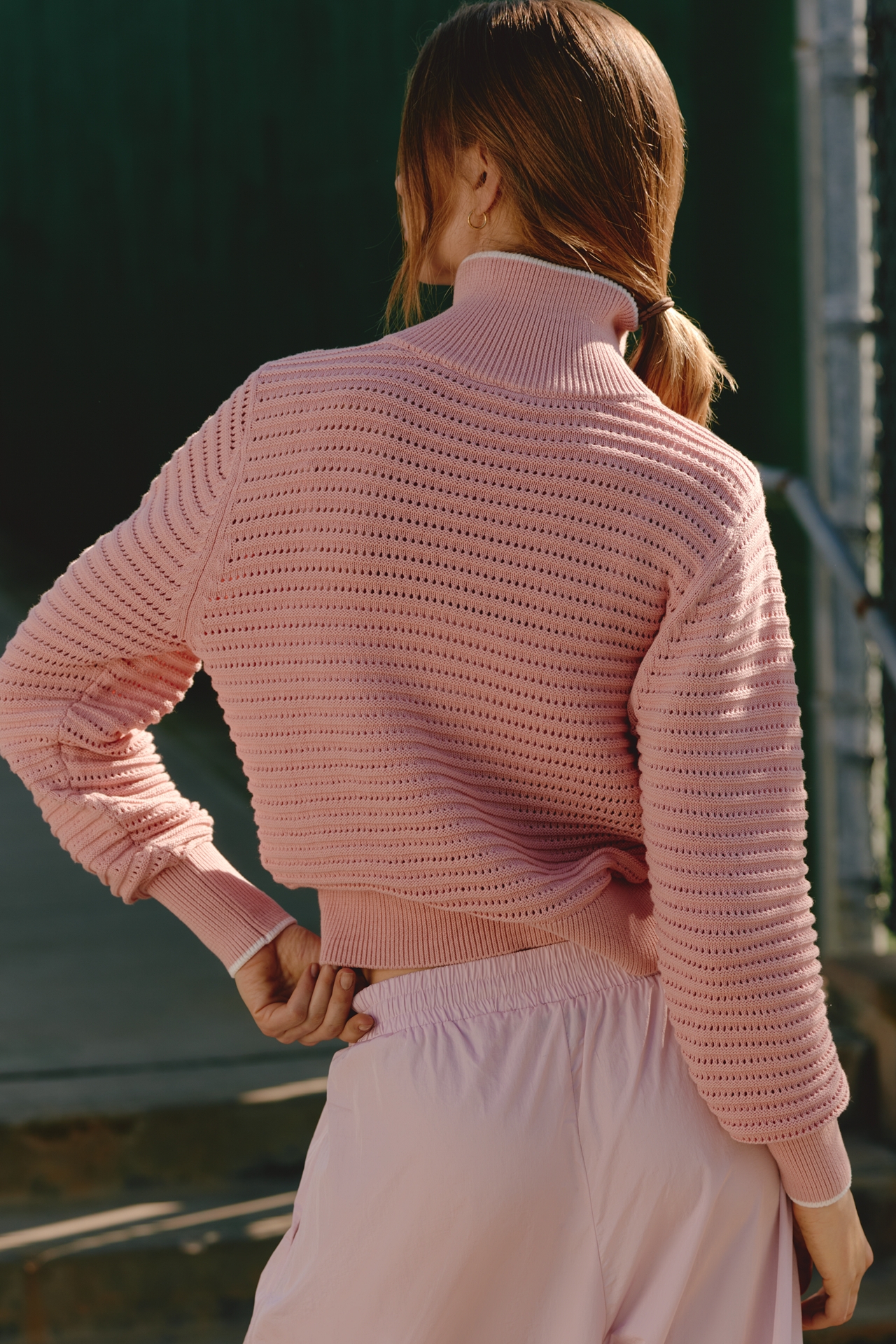 Varley Cotton Morwenna Half-Zip Ribbed Pullover
