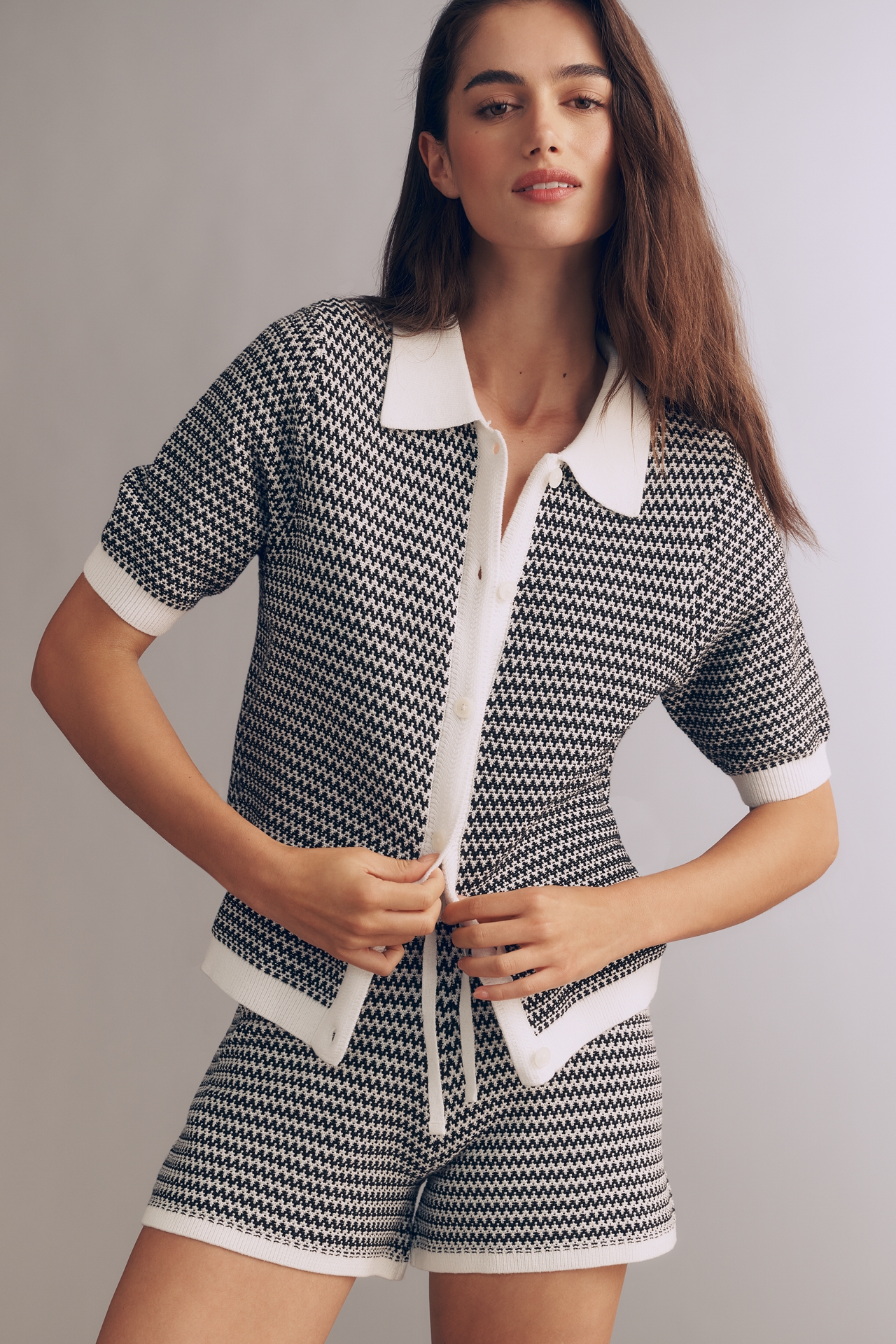 Varley Gaelle Cotton Knit Button Front Top