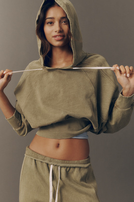 Washed to Shore Cotton Cropped Sweatshirt Top
