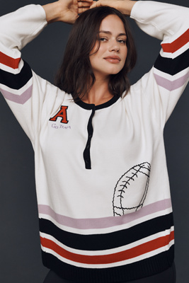 Daily Practice By Anthropologie Daily Practice Go Team Embroidered Henley Top In White