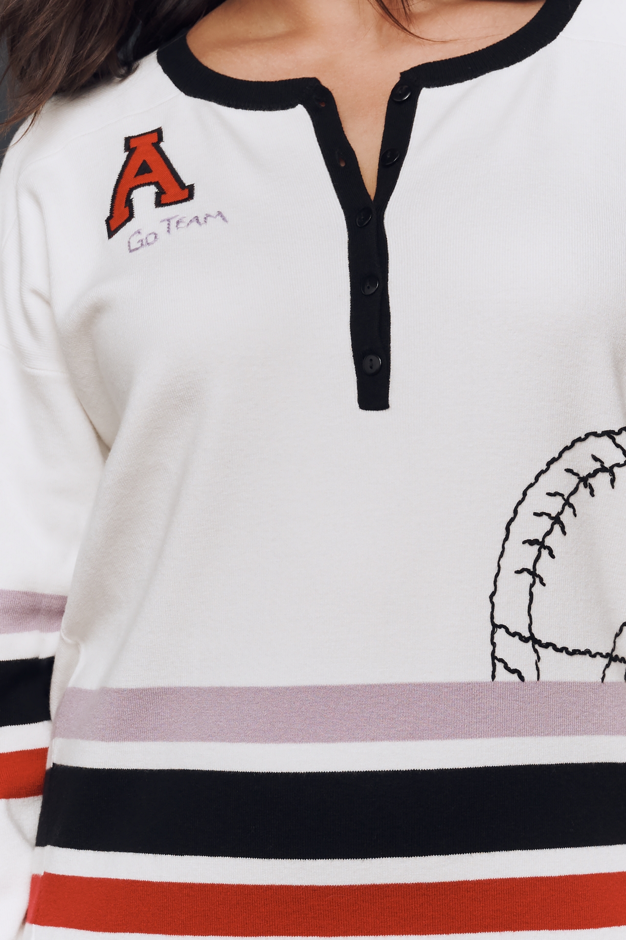 Daily Practice Go Team Embroidered Henley Top