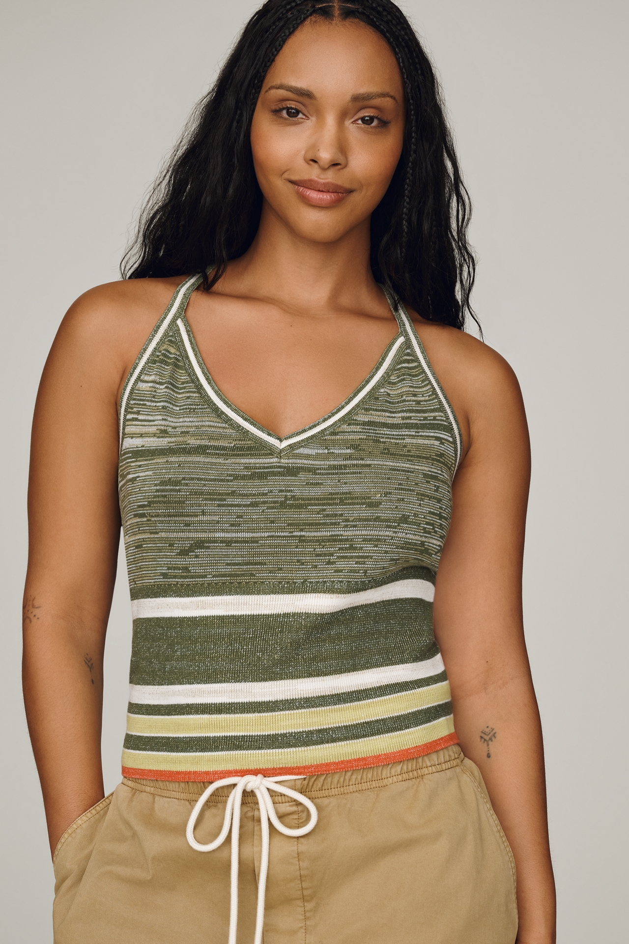 Daily Practice Knit V-Neck Halter Top