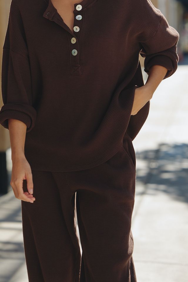 Electric & Rose Long-Sleeve Henley Knit Top #1