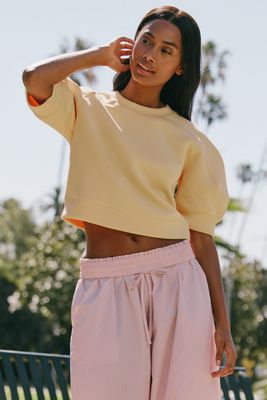 theredthread S gather knit shorts パンツ Daily Practice Textured Knit Shorts | Anthropologie