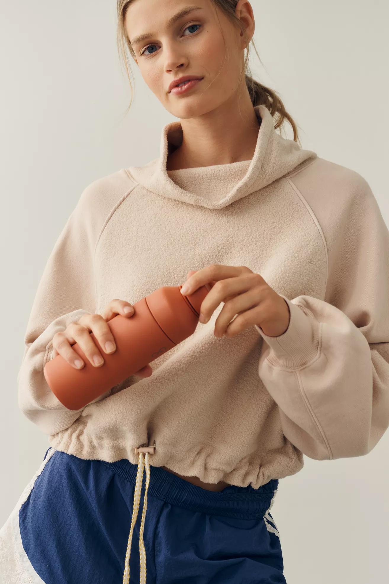 Daily Practice 100% Cotton Funnel Neck Top