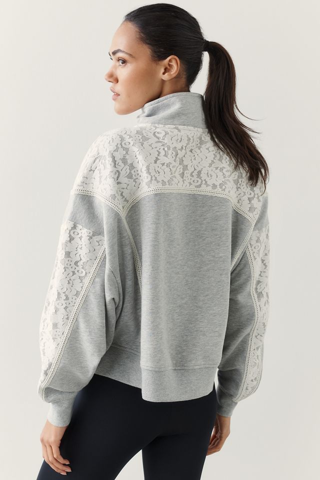 Daily Practice Cotton Blend Lace Funnel Neck Sweatshirt #1