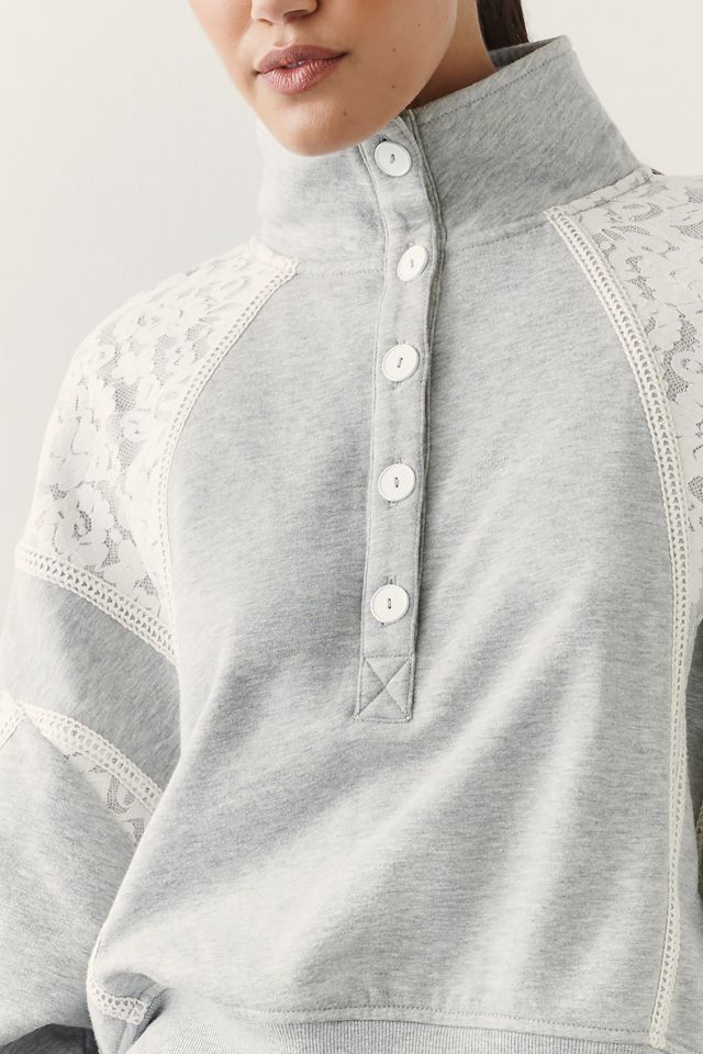 Daily Practice Cotton Blend Lace Funnel Neck Sweatshirt #3