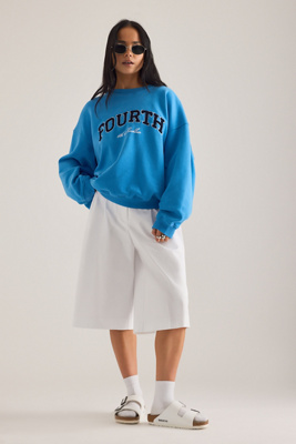 4Th & Reckless Women's Blue Leon Oversized Sweatshirt Medium
