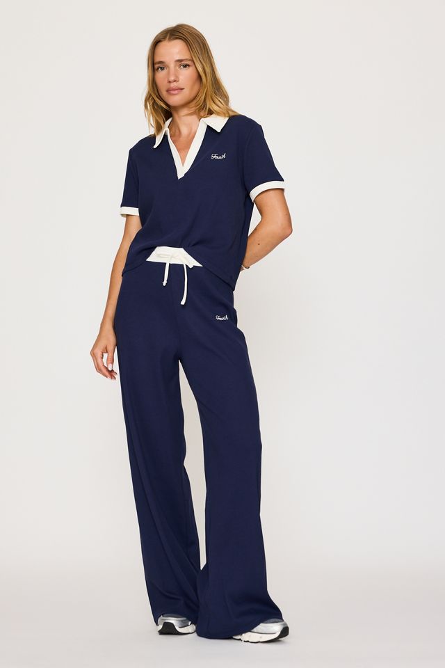 4th & Reckless Azure Geripptes Poloshirt #1