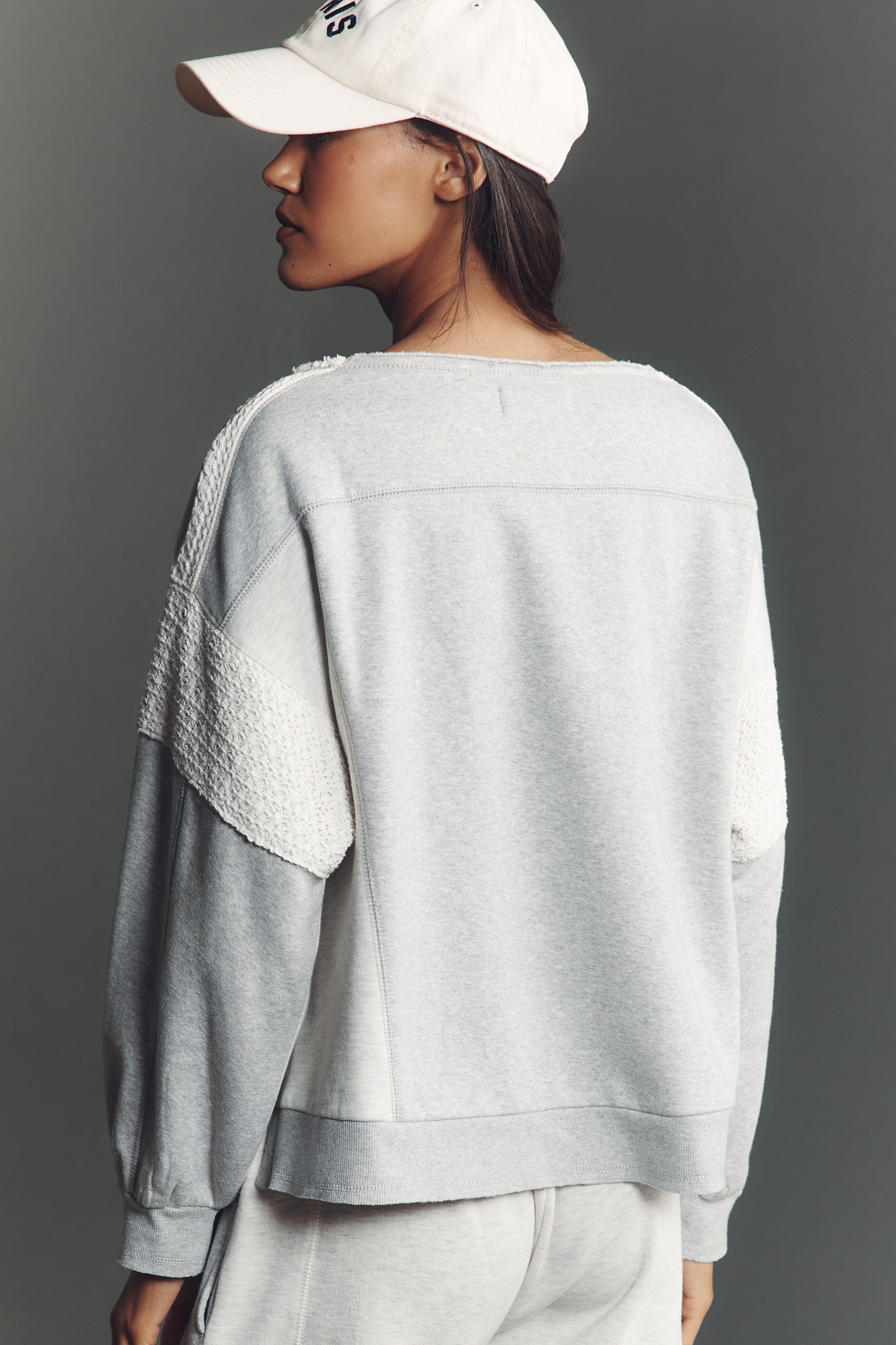 Daily Practice Crew-Neck Lace Panel Sweatshirt