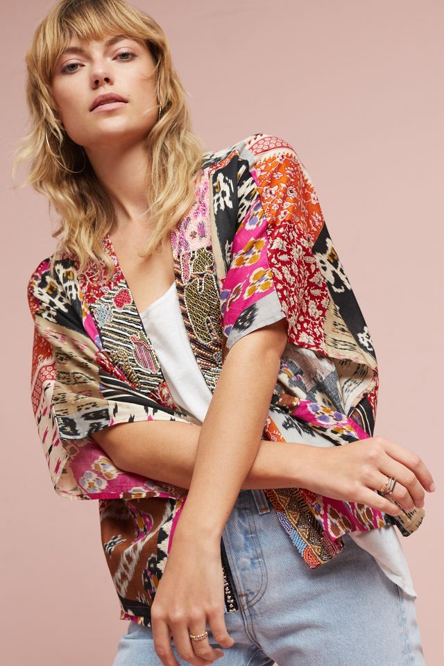 Cropped Patchwork Kimono | Anthropologie