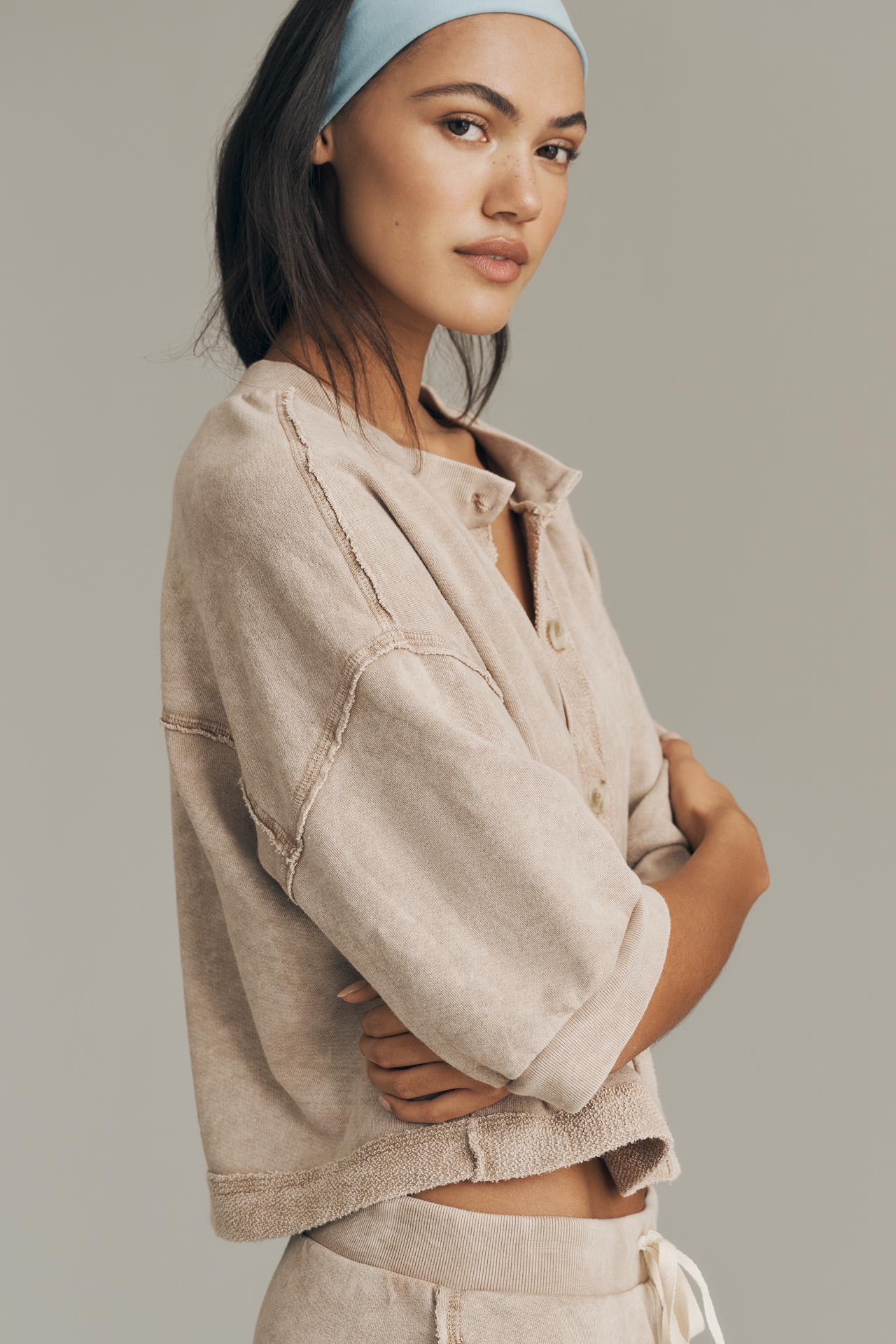 Michael Stars Marlo Short-Sleeve Buttondown Top