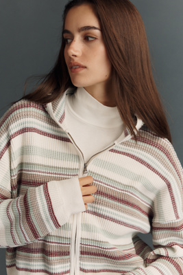 Daily Practice By Anthropologie Daily Practice Thermal Zip-up Cardigan Sweater In Sand