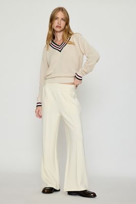Varley Maurice Pointelle Baumwoll-V-Ausschnitt-Pullover