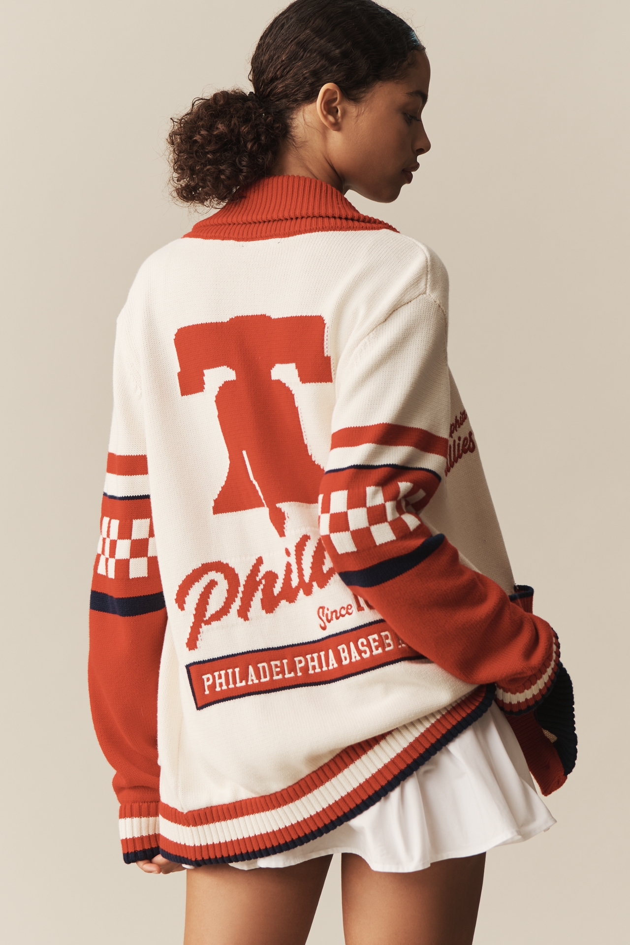 The Wild Collective x Anthro Philadelphia Phillies MLB Cotton Cardigan Sweater