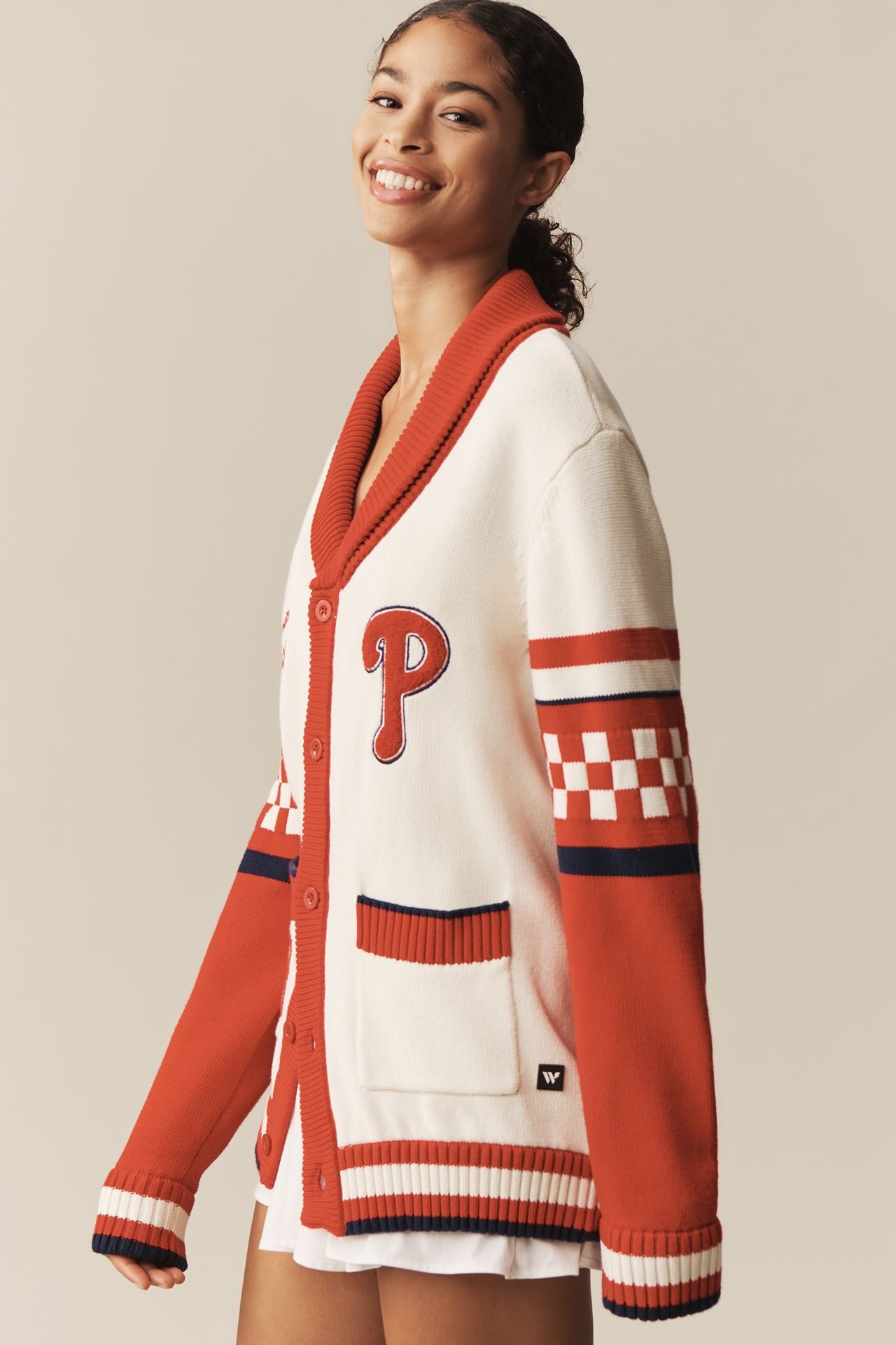 The Wild Collective x Anthro Philadelphia Phillies MLB Cotton Cardigan Sweater