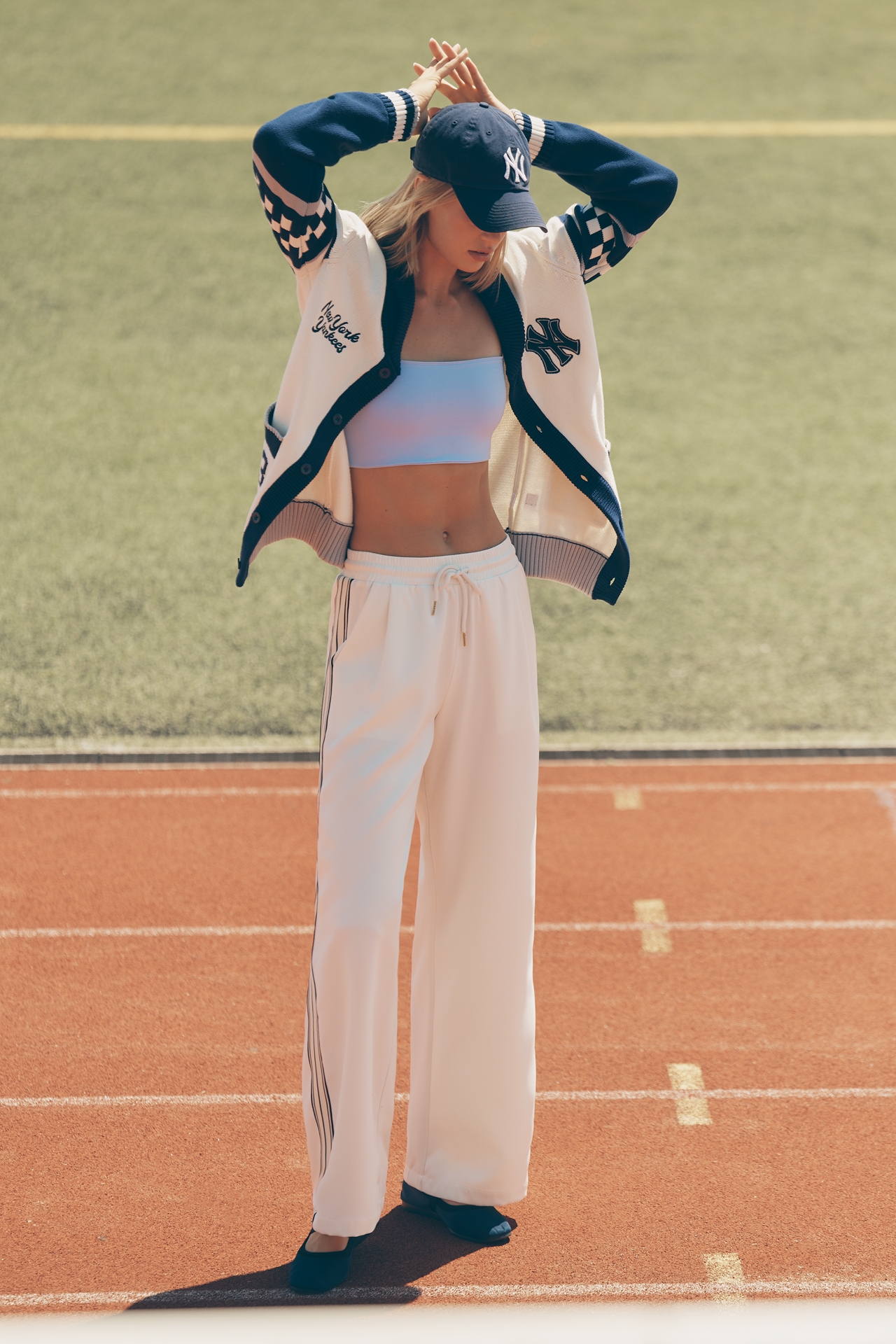 The Wild Collective x Anthro NY Yankees MLB Cotton Cardigan Sweater