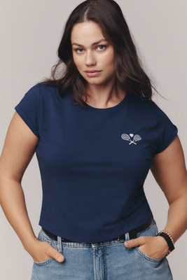 Daily Practice By Anthropologie Daily Practice Cotton-blend Short-sleeve Graphic Tee In Blue