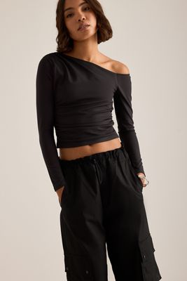 TALA 365 Asymmetric Ruched Long-Sleeve Top