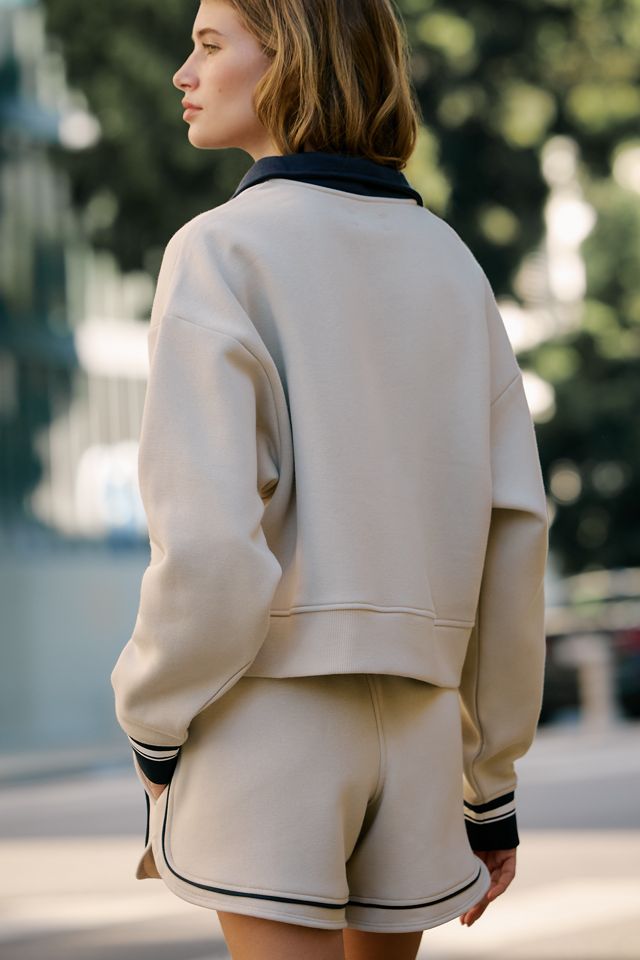 Fore-té Cotton Blend Cropped Varsity Sweatshirt #1