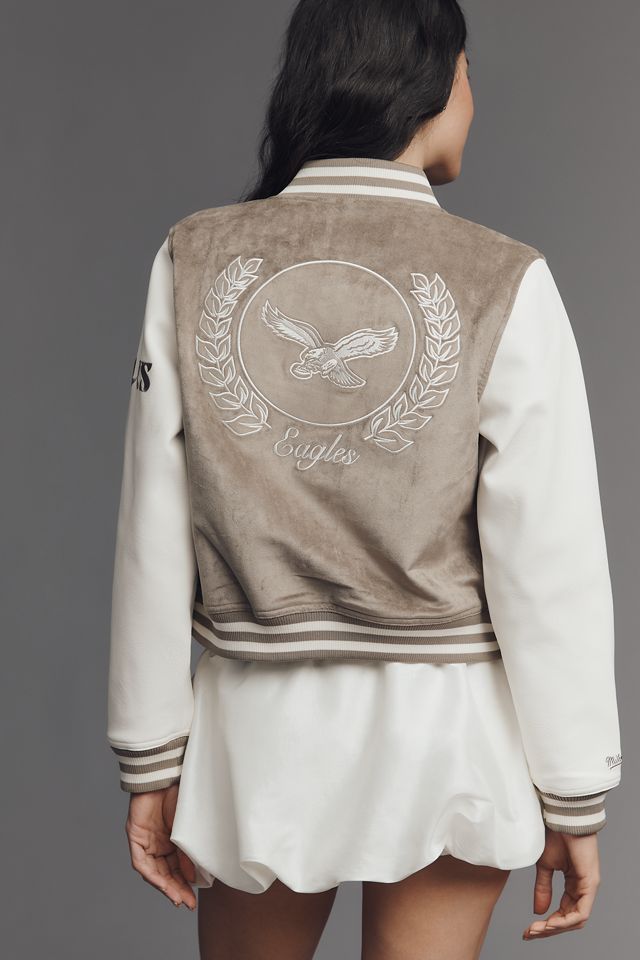 ARLEN NESS パフォーマンスジャケット ホワイト/グレー Mitchell & Ness NFL Varsity Jacket | Anthropologie